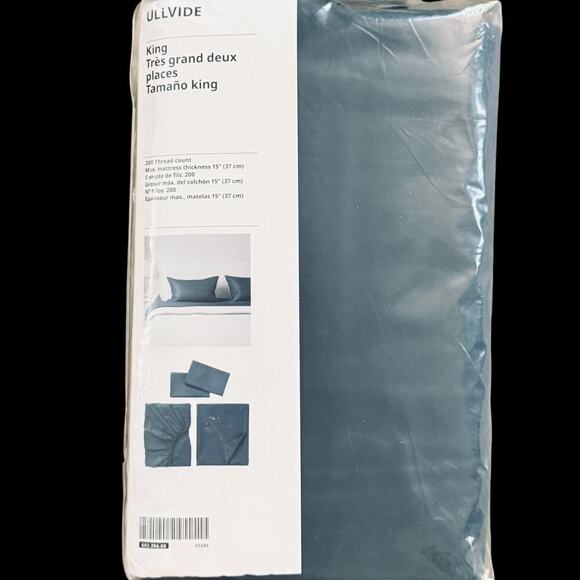 IKEA ULLVIDE Dark Blue King 4 Piece Sheet Set - Picture 1 of 3